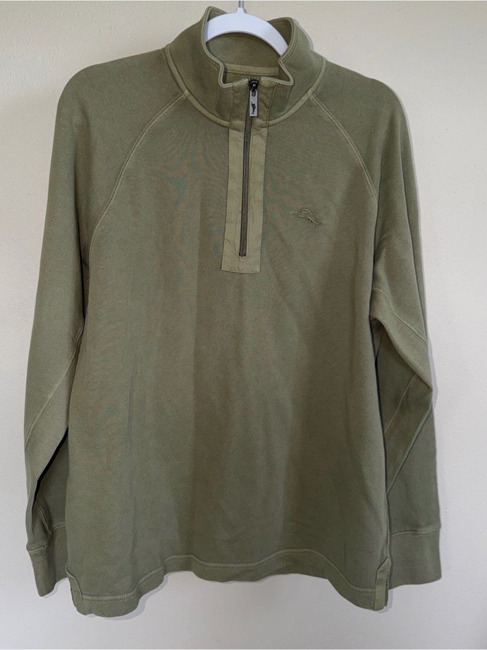 Tommy Bahama Tobago Bay 1/4 Zip Warm Pullover Shirt Army Green Mens Sz‎ M Preppy